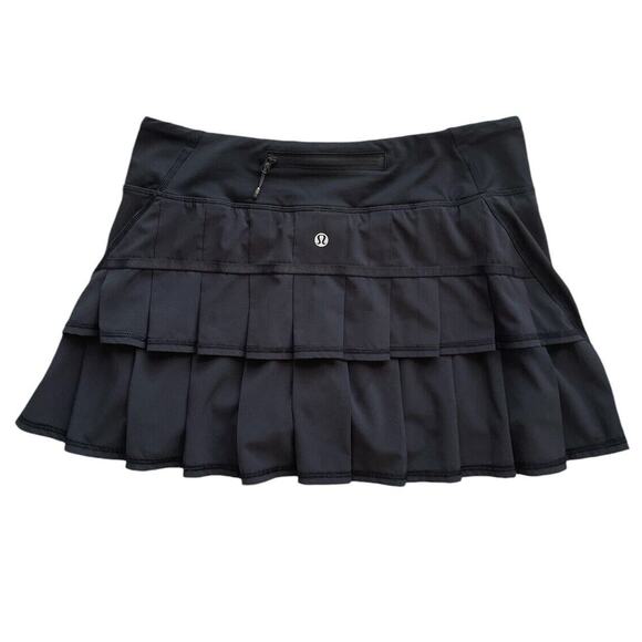 lululemon athletica Pants - Lululemon Pace Setter Skirt Womens Size 6 Black Tennis Pleated Monogram